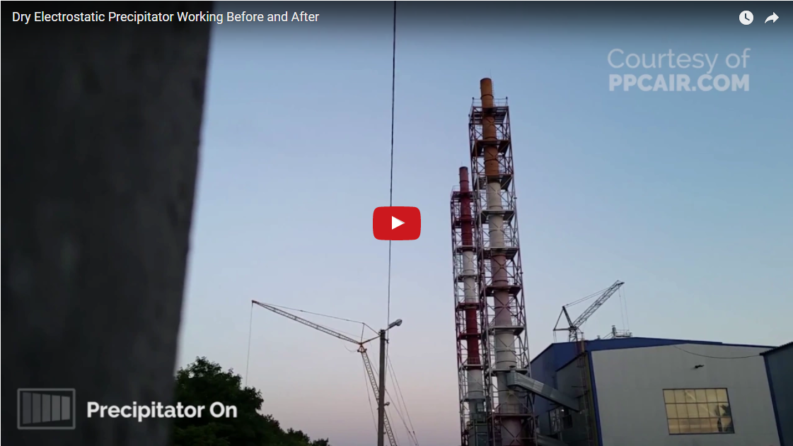 Dry electrostatic precipitator working before and after
